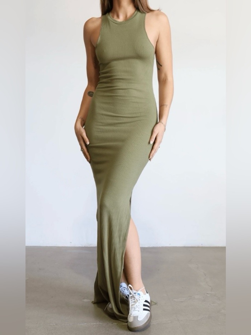 Indah Body Size Small (Brand Size 1) Jimmy Tank Maxi Dress in Hush Green